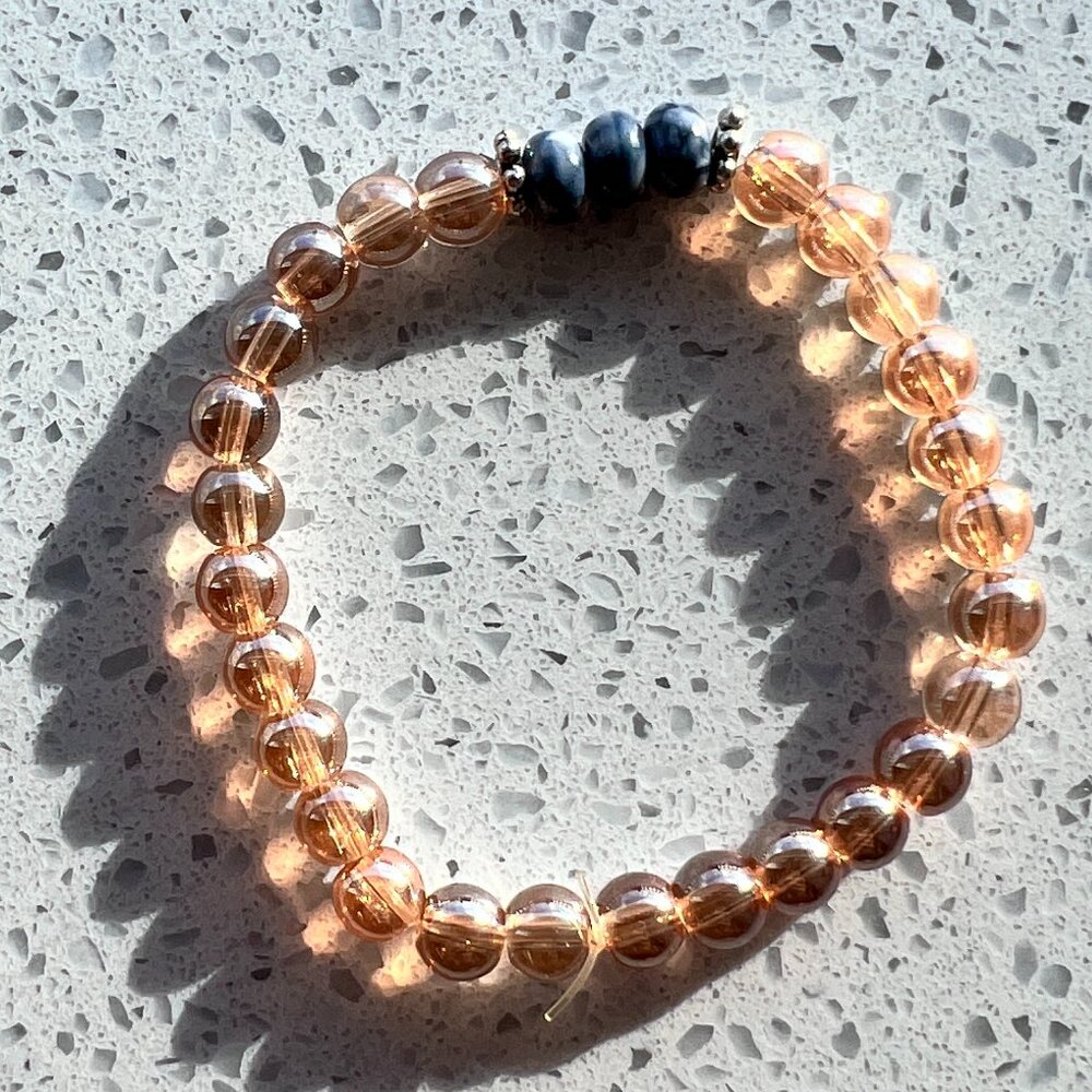 Rose Gold Orange Beaded Stretch Bracelet 8 mm